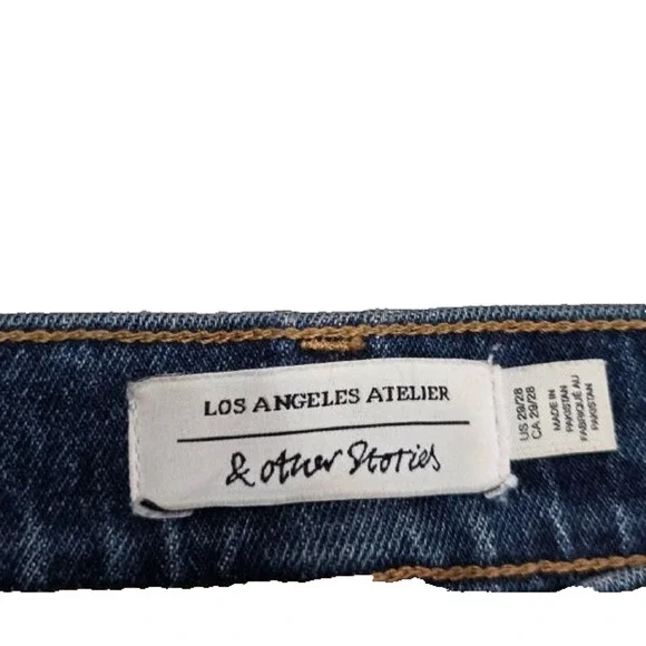 & other stories Wide Leg high waist Jeans preppy Y2K Medium Blue 29/28 A004542 - Picture 7 of 11